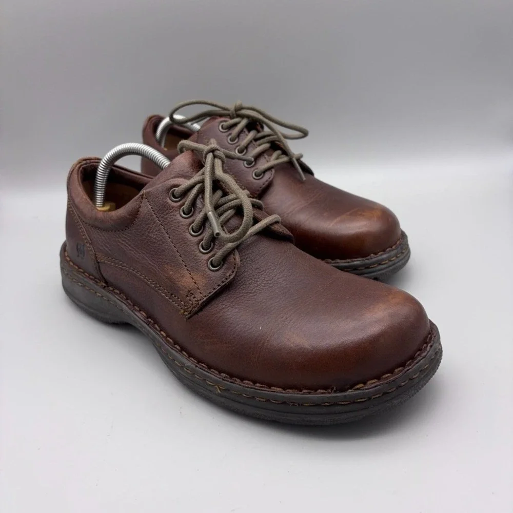 Born Shoes Mens 9 Brown Leather Lace Up Oxford Casual Comfort Work Heavy